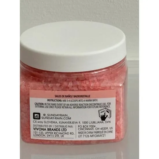 Sunday Rain Luxury Relaxing Sea Salt Bath Crystals Fruity Watermelon & Refreshing Mint Fragrance