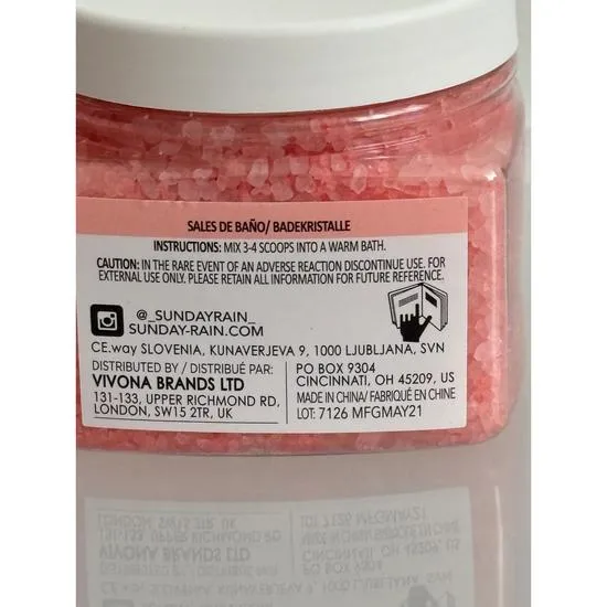 Sunday Rain Luxury Relaxing Sea Salt Bath Crystals Fruity Watermelon & Refreshing Mint Fragrance