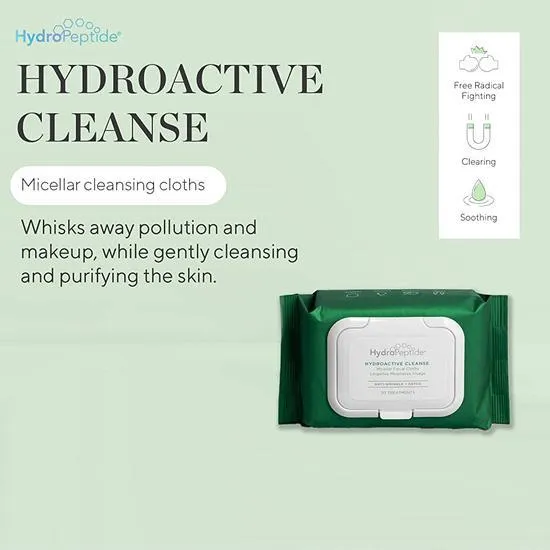 HydroPeptide HydroActive Cleanse Micellar Facial Towelettes x 30