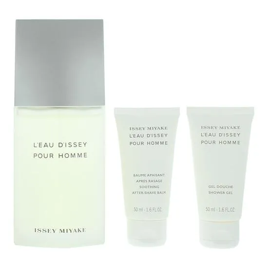 Issey Miyake L'Eau D'Issey Pour Homme Eau De Toilette 125ml, Shower Gel 50ml + Aftershave Balm 50ml Gift Set For Him 125ml