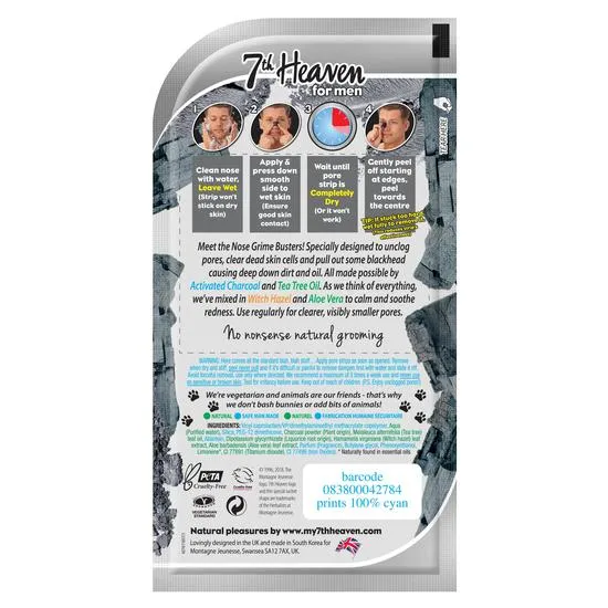 Montagne Jeunesse Men's Blackhead Nose Strips Charcoal & Tea Tree Box of 8