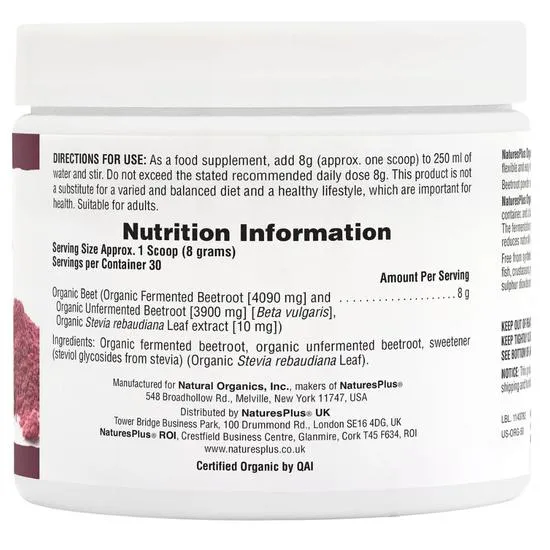 Nature's Plus Organic Beet Powder 240g