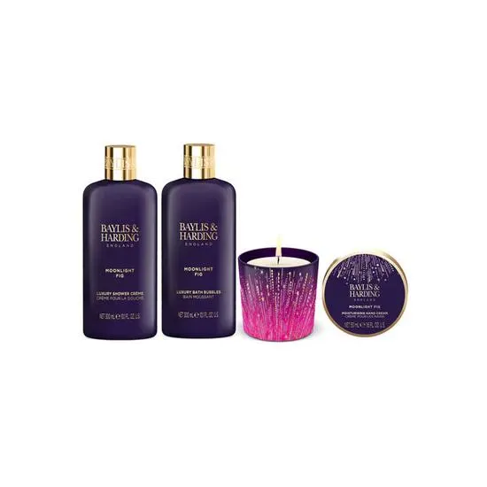 Baylis & Harding Moonlight Fig Candlelit Bathing Set Bath Essence, Candle & Bath Soak