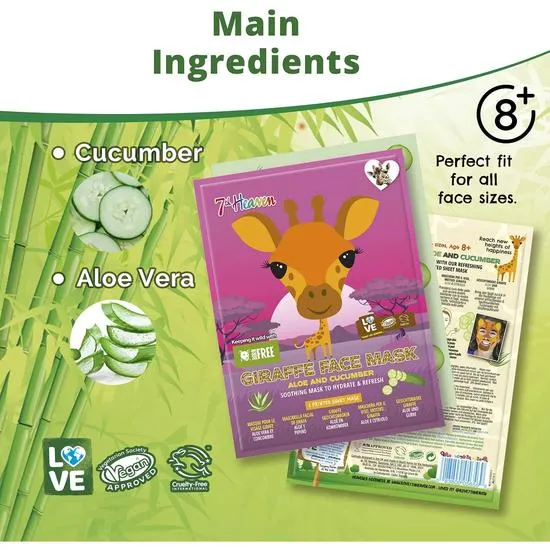Montagne Jeunesse Face Food Born Free Giraffe Sheet Mask Cucumber & Aloe Vera