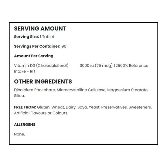 Applied Nutrition Vitamin D3 Tablets 90 Tablets