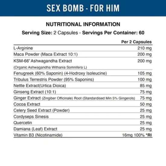 Applied Nutrition Sex Bomb For Him Capsules 120 Capsules
