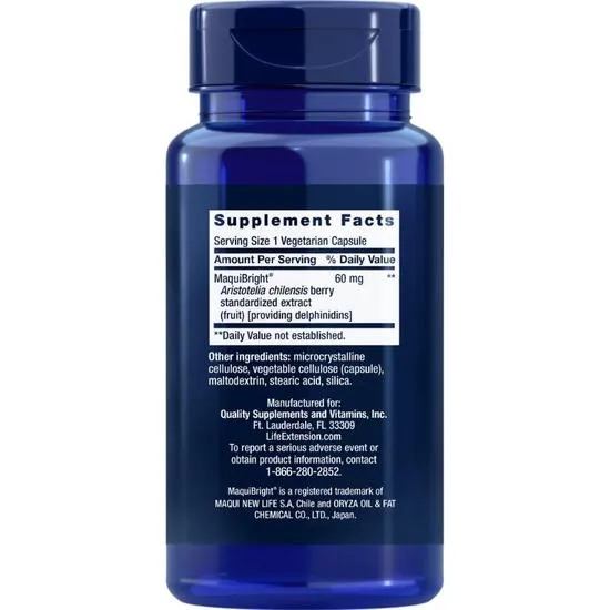 Life Extension Tear Support With MaquiBright Maqui Berry Extract 60mg Vegicaps 30 Vegicaps