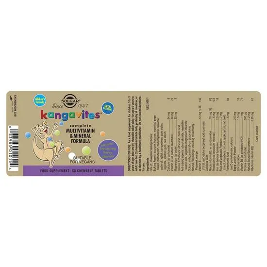 Solgar Kangavites Tropical Punch Chewable Tablets 60 Tablets