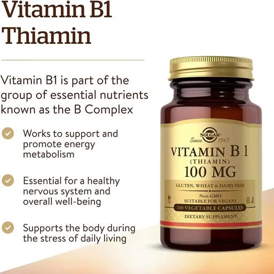Solgar Vitamin B1 100mg Capsules 100 Capsules