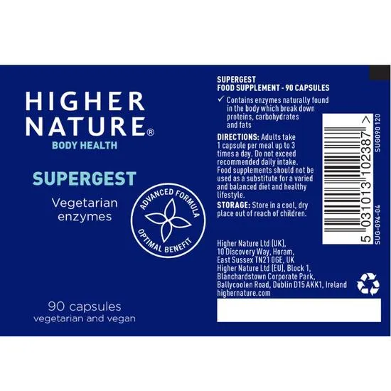 Higher Nature SuperGest Vegetable Capsules 90 Capsules