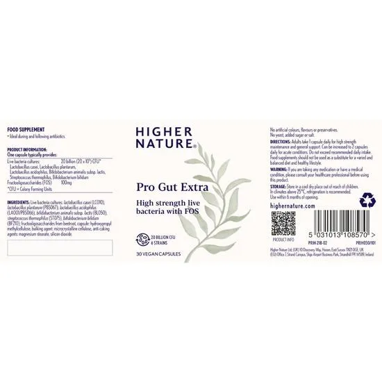Higher Nature Pro-Gut Extra Capsules 30 Capsules
