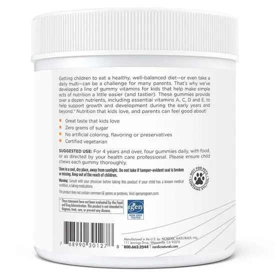 Nordic Naturals Kids Multi Zero Sugar Orange Lemon Gummies 120 Gummies