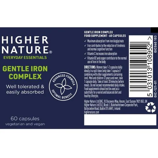 Higher Nature Gentle Iron Complex 60 Capsules