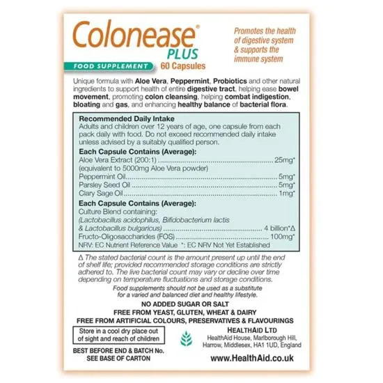 Health Aid Colon Ease Plus Capsules 60 Capsules