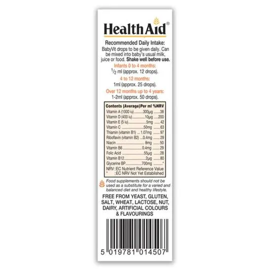 Health Aid BabyVit Drops Orange Flavour 25ml