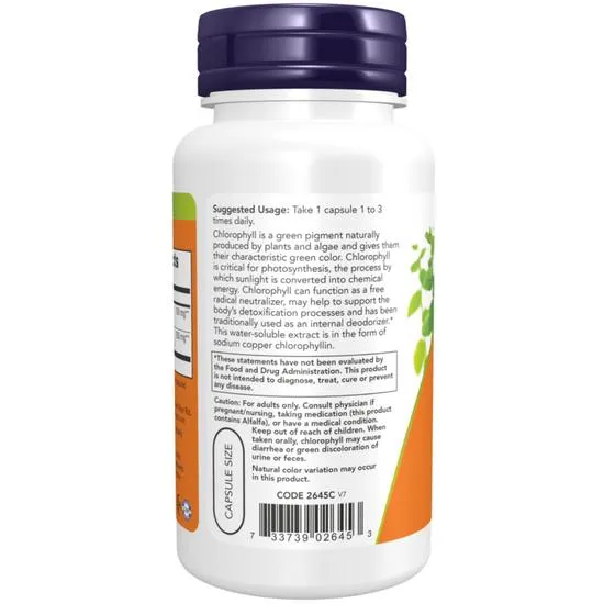 NOW Foods Chlorophyll 100mg Capsules 90 Capsules
