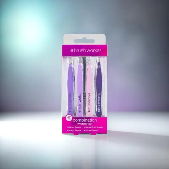 Brushworks HD Combination Tweezer Set Pastels