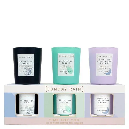 Sunday Rain Scented Candle Trio Set Mini