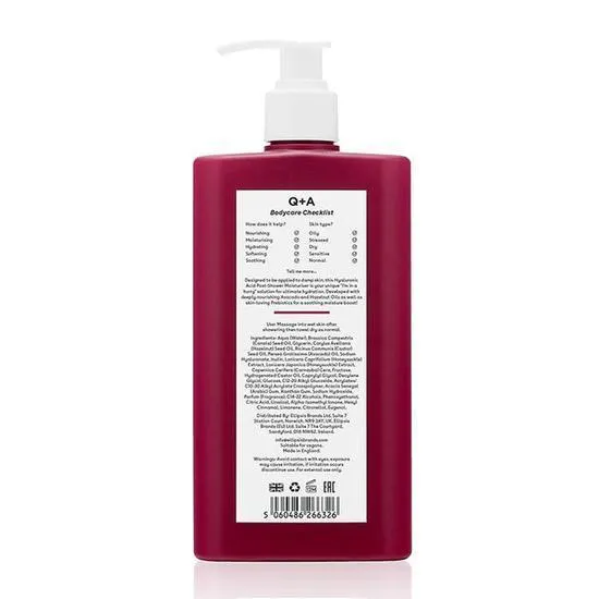 Q+A Hyaluronic Acid Post Shower Wet Skin Moisturiser 250ml