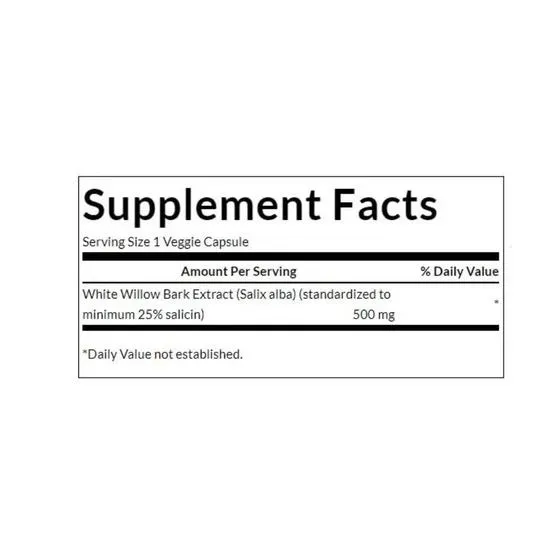 Swanson White Willow Bark Extract 500mg Capsules 120 Capsules