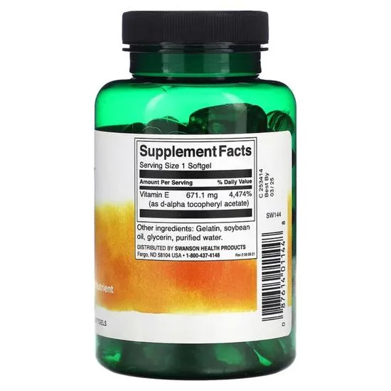 Swanson Vitamin E 1000iu Softgels 60 Softgels