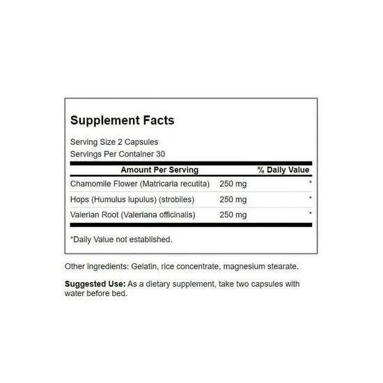 Swanson Valerian Chamomile & Hops Capsules 60 Capsules