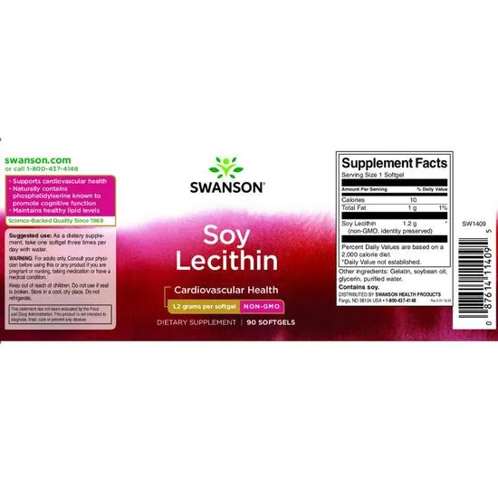 Swanson Soy Lecithin 1200mg Softgels 90 Softgels