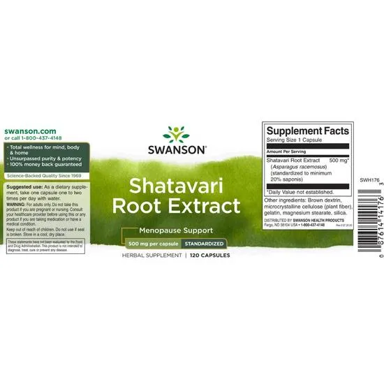 Swanson Shatavari Root Extract 500mg Capsules 120 Capsules