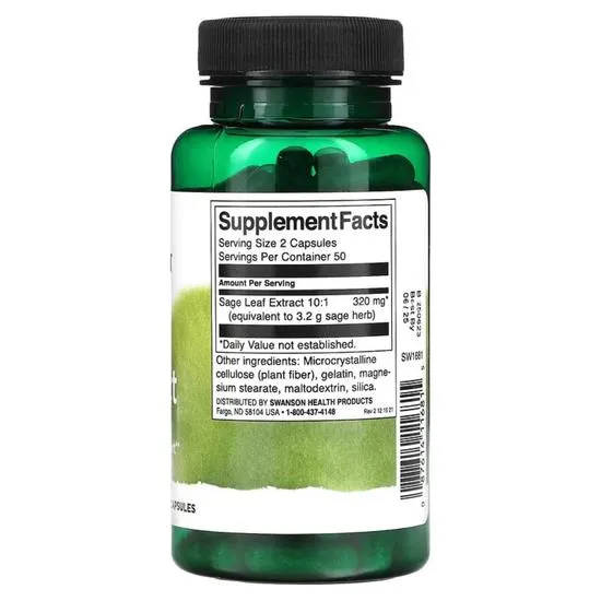 Swanson Sage Extract 160mg Capsules 100 Capsules