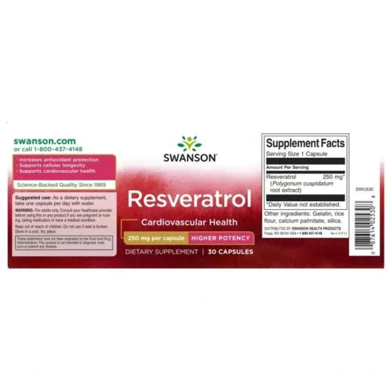 Swanson Resveratrol 250mg Capsules 30 Capsules