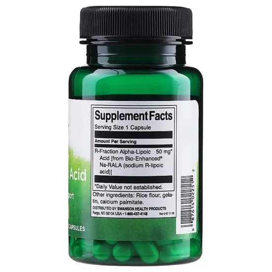 Swanson R-Fraction Alpha Lipoic Acid 50mg Capsules 60 Capsules