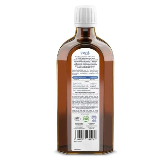 Osavi Norwegian Cod Liver Oil 1000mg Omega 3 Lemon-Mint 250ml