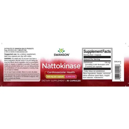 Swanson Nattokinase 100mg Capsules 30 Capsules