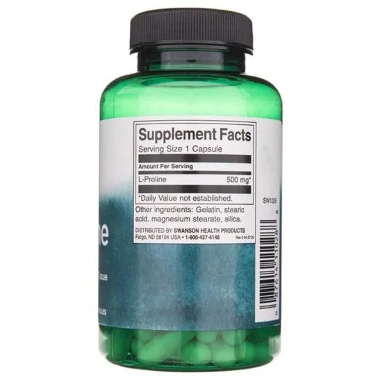 Swanson L-Proline 500mg Capsules 100 Capsules