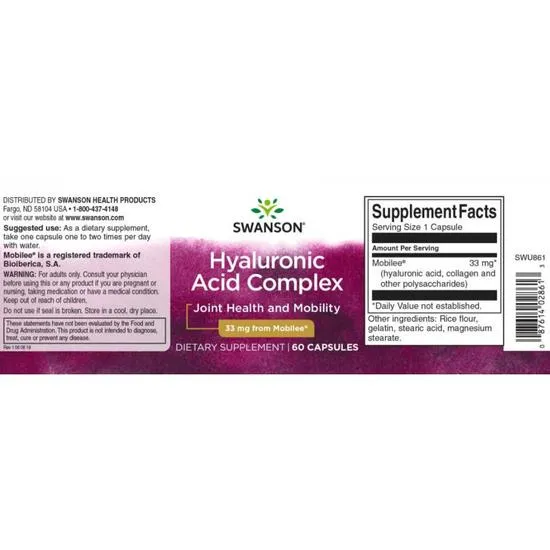 Swanson Hyaluronic Acid Complex 33mg Capsules 60 Capsules