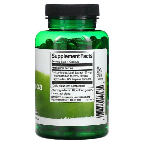 Swanson Ginkgo Biloba Extract 60mg Capsules 30 Capsules
