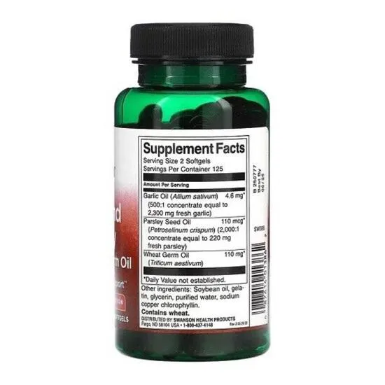 Swanson Garlic & Parsley With Wheat Germ Oil Softgels 250 Softgels