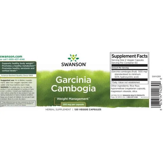 Swanson Garcinia Cambogia 250mg Capsules 120 Capsules