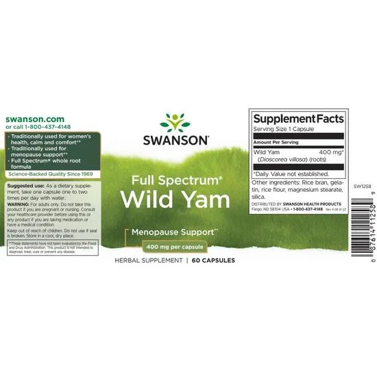 Swanson Full Spectrum Wild Yam 400mg Capsules 60 Capsules