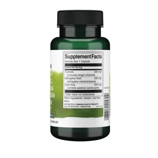 Swanson Full Spectrum Turmeric Astragalus & Gotu Kola Complex Capsules 60 Capsules