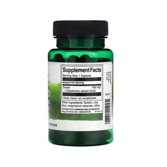 Swanson Full Spectrum Cacao Raw Cocoa 400mg Capsules 60 Capsules