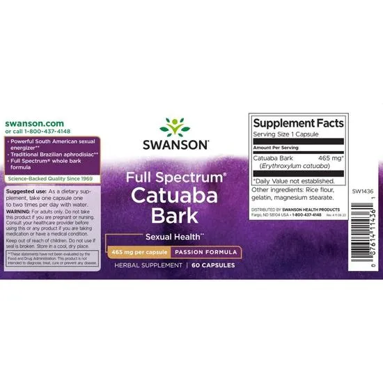 Swanson Full Spectrum Catuaba Bark 465mg Capsules 60 Capsules