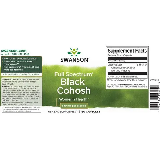 Swanson Full Spectrum Black Cohosh 540mg Capsules 60 Capsules