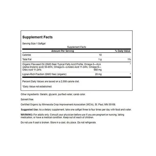 Swanson Flaxseed Oil High Lignan Softgels 200 Softgels