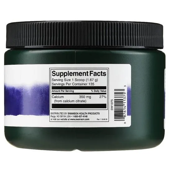 Swanson Calcium Citrate Powder 100% Pure & Dairy-Free 227g