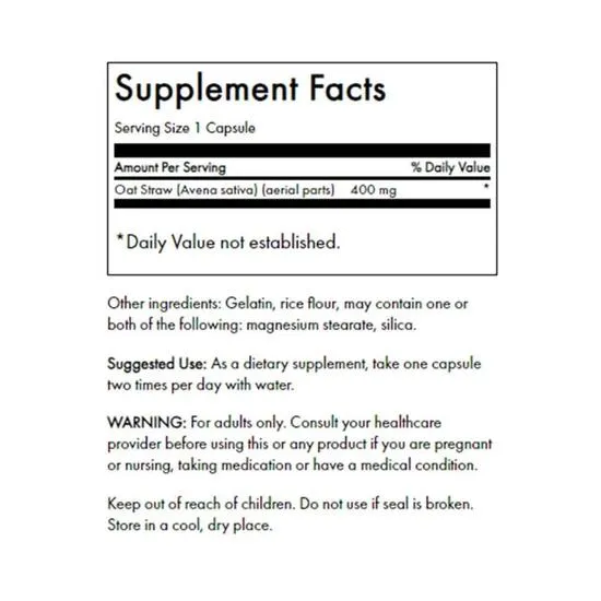 Swanson Avena Sativa 400mg Capsules 60 Capsules