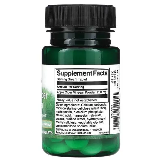 Swanson Apple Cider Vinegar 200mg Double-Strength Tablets 30 Tablets