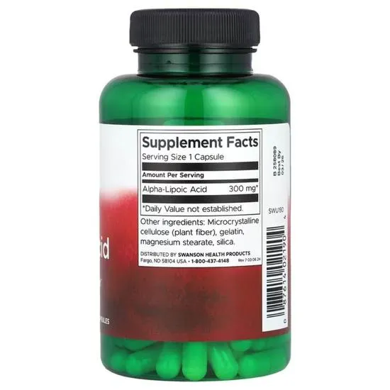 Swanson Alpha Lipoic Acid 300mg Capsules 120 Capsules