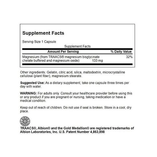 Swanson Albion Magnesium 133mg Capsules 90 Capsules