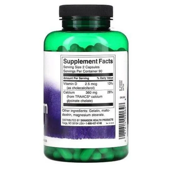 Swanson Albion Calcium 180mg Capsules 180 Capsules